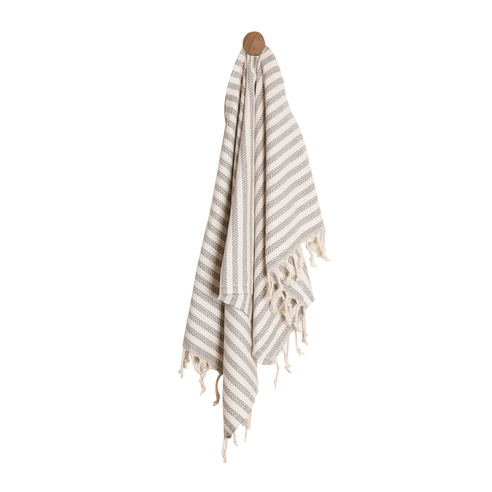 Gæstehåndklæde - Stripe -Grå
